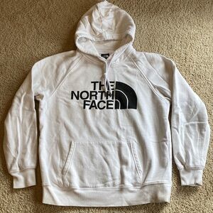 The North Face Men's White Hoodie with Black Logo